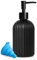 GKSCXEXE 400ml Glass Soap Dispenser with Funnel & Plastic Pump, Black Liquid Hand Soap Dispenser for Bathroom & Kitchen, Refillable Pump Bottle Dispenser for Dish Soap, Lotions, Essential Oil, Shampoo