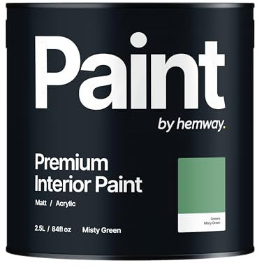 Hemway - Premium Interior Paint - Misty Green 2.5 L | Indoor Matt Finish, Acrylic & Water-Based Emulsion | Quick Dry & High Coverage for the Kitchen, Bathroom & Bedroom