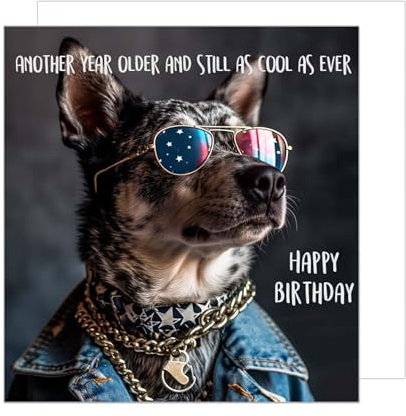 Edition Seidel Premium quadratische Geburtstagskarte mit Umschlag. Glückwunschkarte Happy Birthday Billet Tier Karte Kinder Mann Frau Cooler Hund Humor Lustig (GQ161 SW024)