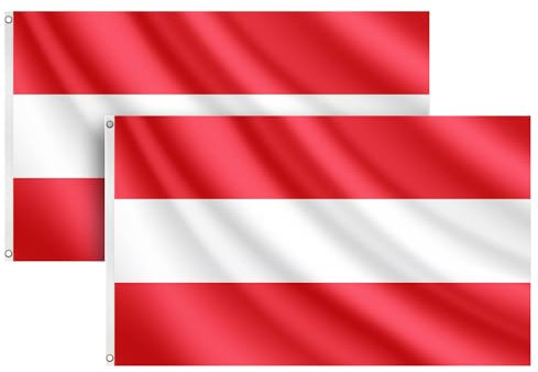 COCOSY 2 Stück Österreich Fahne - 90 x 150 cm 100% Polyester Österreich Flagge mit Messing-Ösen - Wetterfeste & Langlebige AT Austria Flagge für Sport & Feierlichkeiten