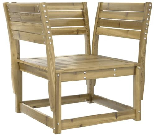 vidaXL Gartenstuhl, Outdoor Stuhl mit Rückenlehne Armlehnen, Gartensessel Modular mit Latten-Design, Gartenmöbel Holzstuhl, Kiefernholz Imprägniert