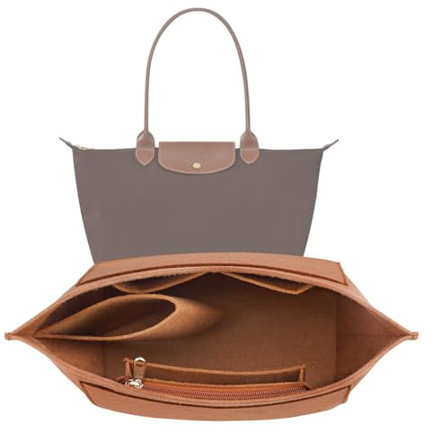 LOUKAYCCI Handtaschen-Organizer-Einsatz für große Le-Pliage-Handtaschen L, Größe L, Erdfarben