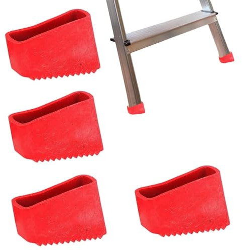 HAPPOW 4PCS Patin Echelle 50x20 mm, Patin Escabeau Universel en Caoutchouc, Antidérapants et Réduisant le bruit, Pieds de rechange pour échelles pliantes, extensibles et de chantier (Rouge)