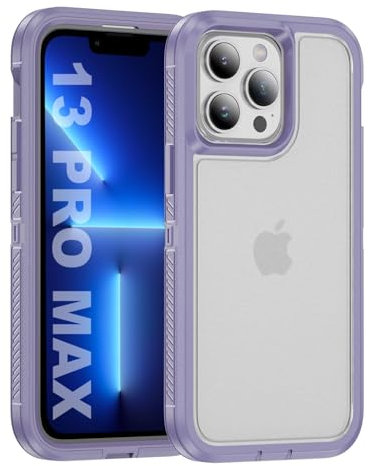 Tuvror for iPhone 13 Pro Max Case, Shockproof Dustproof Drop Proof, Military-Grade Protection, Dual Guard Case for iPhone 13 Pro Max (6.7 inch), Purple/Clear