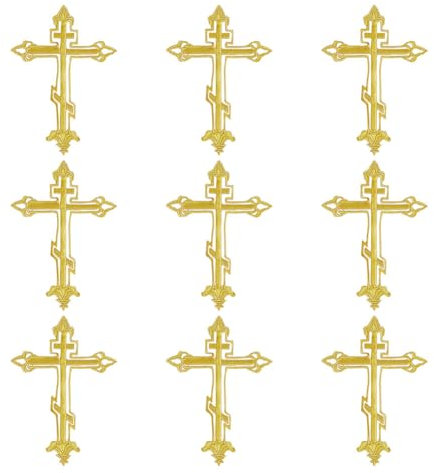 HOBBIESAY Goldene Kreuz-Reparaturflicken zum Aufbügeln, zum Aufbügeln, bestickte Applikationen, Nähen, Kreuz-Reparaturflicken für Kleidung, Jacken, Hüte, Bastelarbeiten, 10 Stück