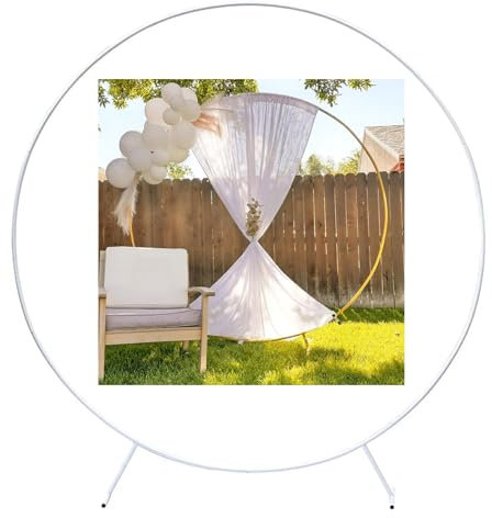 Hoiweqr Party-Dekorationsbogen-Set Aus Metall, Hochzeitsbogen, Hochzeit Kulisse Halter, Kreis Ballon Bogen Rahmen Kit Dekoration, Leicht Zu Montieren und Zu Demontieren(White,2m)