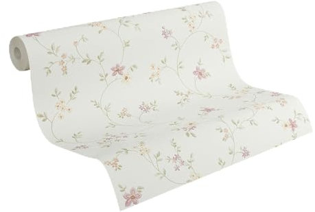 Livingwalls vorgeleimte Vliestapete DESIGNDROP - Tapezieren ohne Kleister - Creme, Grün, Rosa - Florale Tapete Made in Germany - 784551