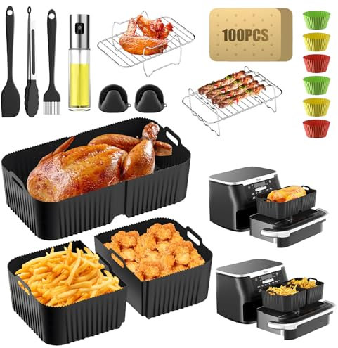 Accessori per friggitrice ad aria calda Ninja Foodi Flexdrawer da 10,4 l, in silicone per friggitrice ad aria calda AF500EU, 1 x 10,4 L e 2 x 5,2 l, per friggitrice ad aria calda Ninja