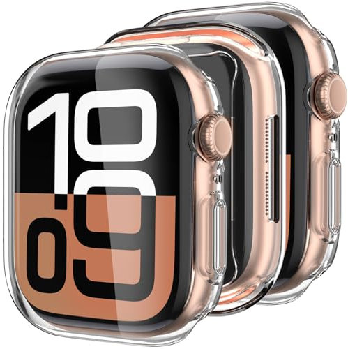 Delidigi Transparente Funda Protector Compatible con Apple Watch Series 10 46mm Ultra Delgada TPU Funda, Protección Completa Carcasa (3 Pack, 46mm)