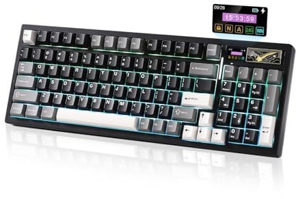 YUNZII IF99 Drahtlose Mechanische Gaming Tastatur mit Smart LCD Display, QMK/VIA Programmierbare BT/2.4G/USB-C Dichtung Montiert Hot Swap RGB 96% Layout für Mac/Win (Black, Cocoa Cream V2)