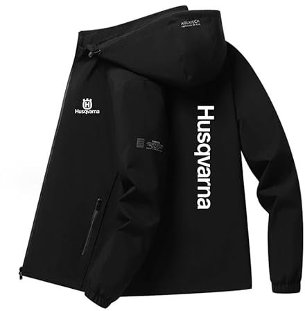 RDWQDGJG Leichte Kapuzenjacke für Männer Hus.q_Varna gedruckt Frühling/Herbst Strickjacke Casual Outdoor Top (Black,S)