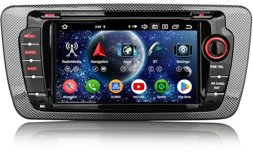 Android 14 4GB+64GB Radio Coche Bluetooth GPS Navegador para Seat Ibiza, Estéreo 2 DIN Soporte Carplay DSP Bluetooth A2DP WiFi Dab+ Pantalla táctil