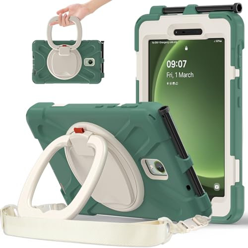 HDAYM Compatibile con Samsung Galaxy Tab Active 5 8 2024 Active 3 8 2020 con portamatite, supporto girevole a 360 gradi, resistente custodia antiurto per tablet T570/X300