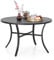 MFSTUDIO Runder Gartentisch Wetterfest mit Schirmloch, 107 cm, Schwarz, E-Coating Terrassen und Outdoor Esstisch aus Metall für 4 Personen