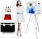 Aookely Stativ DSLR Photobooth Maschine mit 21,5 Zoll Touchscreen, Höhenverstellbar für Selfie Hochzeit Partys Verleih (Weiß, Photo Booth)