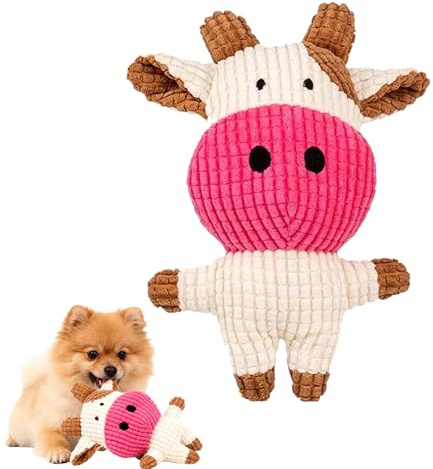 Auzlya Hundespielzeug,Plüsch Hundespielzeug mit Quietscher,Tierspielzeug | Plüschtiere,Kuh,Welpenspielzeugzum Zahnen,Plüschtier Kauspielzeug für Welpen, Kleine, Mittlere, Große Hunde (Schwein)