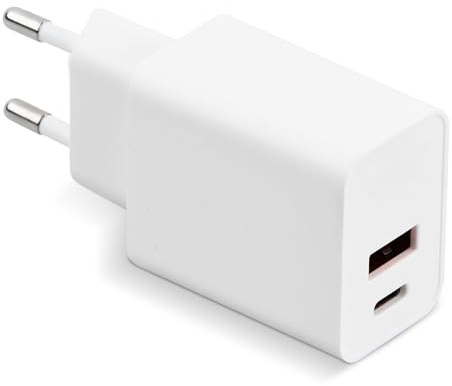 Chargeur USB C Rapide, 35 W, 2-Port Prise Secteur Multiple PD+QC Type C Adaptateur, GaN Prise Secteur, Bloc d'alimentation USB c (Blanc)