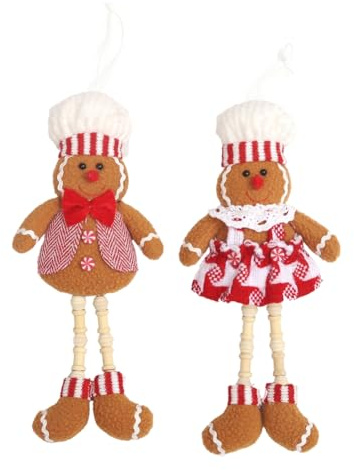Osmond 2PCS Gingerbread Ornaments Christmas Gingerbread Ornaments Hanging Gingerbread Hanging Ornaments for Xmas Tree