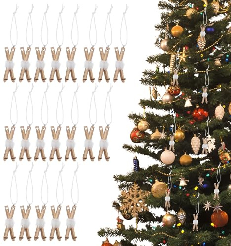 Weihnachtsdekoration, 20 Stück Weihnachtsbaumschmuck zum Aufhängen, Mini-Schlitten-Ski-Dekoration aus Holz, niedliche Dekorationen für den Innenbereich