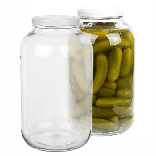 B2C 4.25L Glass Jar with white Lid 4250ml Large Brewing Fermentation Pickling Food Storage Dishwasher Safe Reusable Glass containers Leak proof (2)