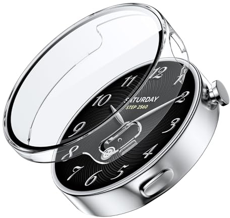 Fitudoos [1 Stück Harte PC Hülle mit Panzerglas Displayschutz Kompatibel mit Xiaomi Watch S4 41MM, Hochempfindliche Leichte Anti-Fall Schutzhülle, Rundum Schutzhülle-Transparent