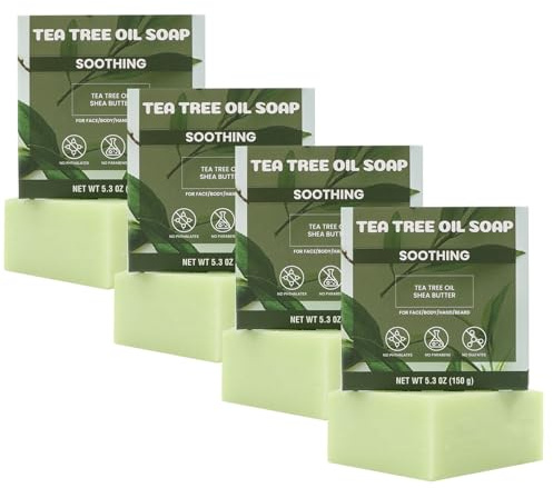 Rinse&Robust Soap Bar Men Tea Tree Oils Soaps Gifts Sets For Men 4PC 150G | Natural Soap For Men,Moisturizing Clean Hand Wash Soap,Bar of Soap,Body Soaps,Gifts For Men Birthday,Dad Gifts for Him