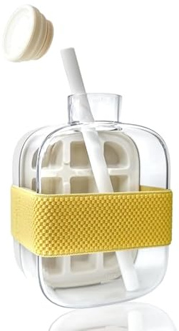 Botella cúbica 2 en 1 de 500 ml con paja, fácil de apretar, tapa antifugas, máquina de hielo vertical sin contacto para congelador, viaje, gimnasio