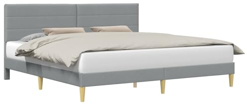 vidaXL Bettrahmen mit Kopfteil Hellgrau 180 x 200 cm Stoff, Eleganter rechteckiger Bettgestell, modernes Schlafmöbel, stilvolles Schlafzimmer, langlebiges Design