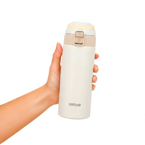 Silvergear Löwenthal® Gourde Isotherme avec Paille | Inox | 475 ml | Beige