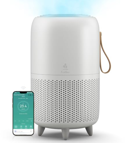 EcoNour Smart Tower Air Purifier for Home | H13 HEPA Filter with Activated Carbon | WiFi & Alexa Control, CADR 170m³/h | Air Quality Sensor, Sleep Mode, 3 Speeds | Child Lock Function-White