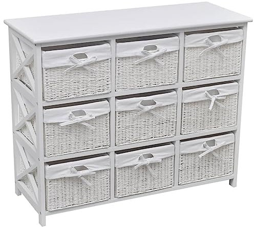 vidaXL Schrank Landhaus Korbschubladen Kommode Anrichte Flurregal Korbkommode