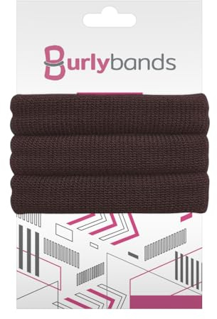 Burlybands Haargummi Damen - Große Haargummis Mädchen für Dickes, Schweres oder Lockiges Haar - Rutschfest und Schädigt das Haar Nicht - Nahtloses Sporthaargummi für Dickes Haar (Braun, 3 Stück)