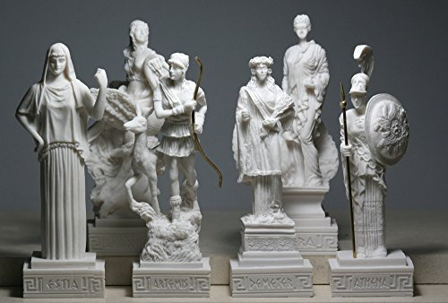 6 griechische Göttin Hestia Aphrodite Hera Athena Artemis Demeter Statue Cast Alabaster