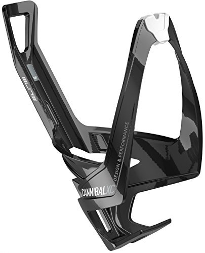ELITE Cannibal XC Bottle Cage - Black/White/Bicycle Cycling Cycle Biking Bike Water Bidon Flask Holder Road Racing Race Riding Ride Lightweight Adjustable Plastic Accessories Part
