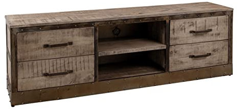 MASSIVMOEBEL24.DE TV-Board Mango 180x40x60 braun lackiert Heavy Industry #239