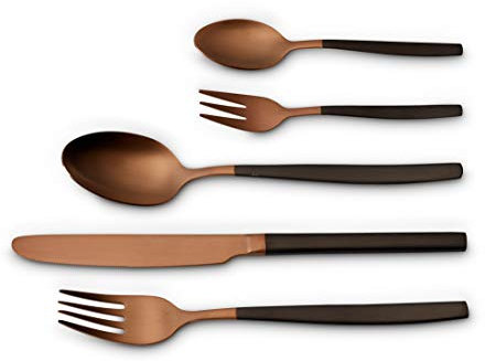 Echtwerk EW-BS-3335B Tafelbesteck Positano Due-Bronze/Black Edition, 30-teilig, für 6 Personen, Messer aus Klingenstahl, Inkl. Präsentschachtel, Stainless Steel