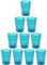 Engelland - 10 x Plastikbecher, Trinkbecher, Türkis, Cocktailbecher, 250 ml, mit Eichstrich, stapelbar, Mehrweg, Kunststoff, Frostoptik, wiederverwendbar, Party-Becher, Trink-Glas