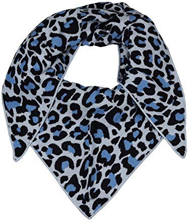 Zwillingsherz Dreieckstuch aus Baumwolle - Hochwertiger Schal mit Leo Design für Damen Jungen Mädchen - Uni - XXL Hals-Tuch und Damenschal - Strick-Waren - für Herbst Frühjahr Sommer blau