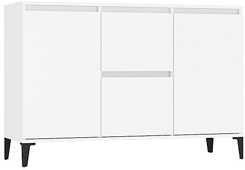 vidaXL Sideboard 2 Schubladen 2 Türen Kommode Anrichte Schrank Beistellschrank Mehrzweckschrank Standschrank Weiß 104x35x70cm Holzwerkstoff