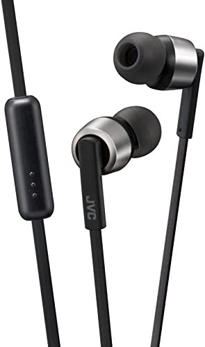 JVC HA-FX51M-B Wired In-Ear Headphones with Remote, Microphone & carrying pouch, Waterproof IPX4, Easy operation & tangle-free cable - Black/Silver