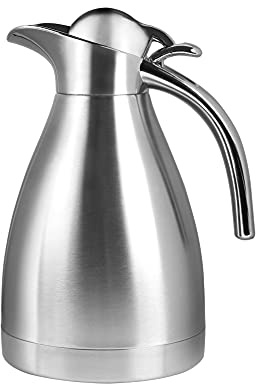 TOSAMZOO Thermokaraffe aus lebensmittelechtem Edelstahl, doppelwandig, vakuumisoliert, mit Druckknopf, 12+ Stunden Wärme- und Kältehaltung für Kaffee, Tee, Getränke usw. (1,0 l)