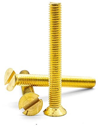 Hippo Hardware M4 (4mm X 25mm) Solid Brass Slotted Countersunk Machine Screws Slot Csk Head Bolts DIN963 (Pack of 10)