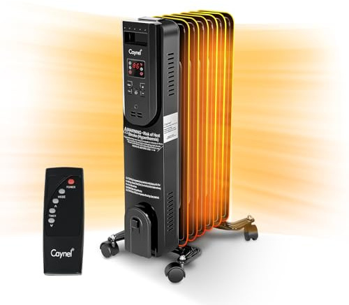 CAYNEL Space Oil Filled Radiator Heater with Adjustable Thermostat,24H Timer, Overheating and Tip-over Protection, 3 Modes, Quiet Heater for Indoor Rooms and Home Offices,Elegant black