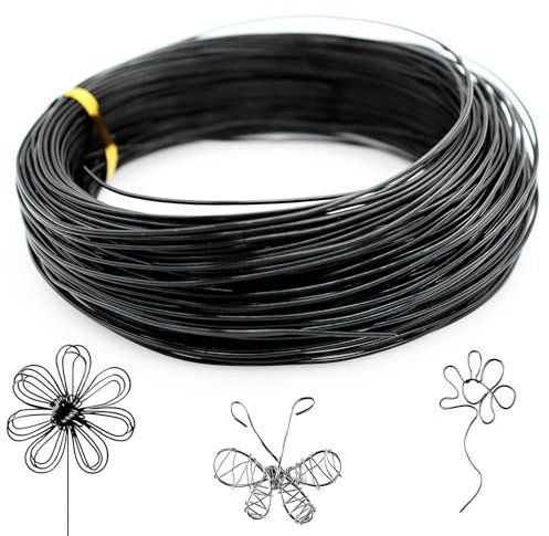 Piuluvor® Basteldraht 1 mm × 50 m Aludraht Schwarz Bonsai Draht DIY Draht zum Basteln Schmuckdraht Modellierdraht Bindedraht Aluminiumdraht für Schmuckherstellung Gartenarbeit