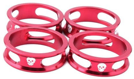BESPORTBLE 4 Pièces rondelle en aluminium rondelles light Pièces de vélo cnc vélo de route vélo route machine à laver entretoises rondelle de 28,6 mm pièces de fourche casque pendentif rouge