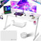KESSER® Gaming Tisch 180cm x 80cm | Z-Form Gamer Schreibtisch | Kopfhörerhaken & Kohlebeschichtung | Ergonomischer PC Computertisch | Stabiler Tisch mit Getränkehalter Weiß