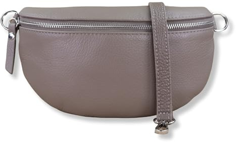 NURPELLE Echtleder Bauchtasche Damen - Stilvolle Gürteltasche mit abnehmbaren/verstellbaren Breiten Gürtel - Crossbody Bag für Frauen - Hochwertige Schultertasche, Vielseitige Alltagstasche - Taupe