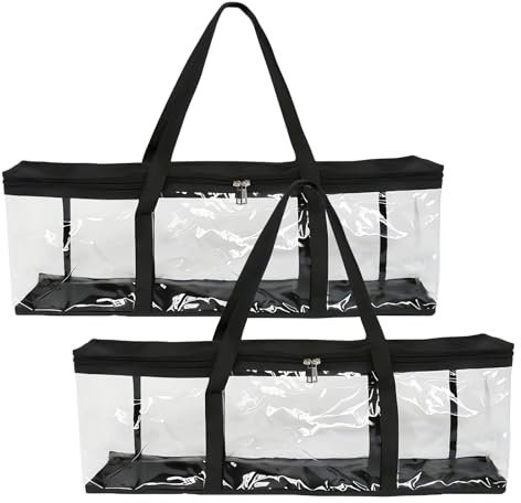 Laughhe 2 Pack Portable DVD/CD Storage Bags Clear Media Case Organizer Bag Protective Dust Collection Holder with Handles for CDs/VHS Box/Blu Ray Disc/Movie Cases/Video Games