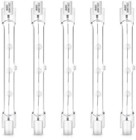 R7S Halogen Leuchtmittel 118mm 300W 230V Warmweiß Dimmbar 2700K, Halogenstäbe Linear J 118mm R7S 4500LM für Wohnzimmerlampe, Leuchtmittel für Deckenfluter, Arbeitslampen, Landschaftsleuchten, 5 Stück