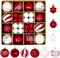 44pcs Red & White Shatterproof Christmas Ball Ornaments - Hanging Baubles for Tree Decorations - Festive Holiday Set